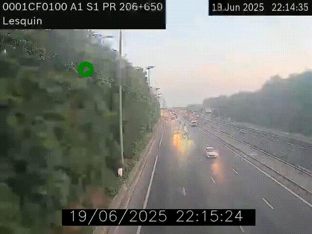 Webcam autoroute A1 à hauteur de Lesquin. Vue orientée vers Lille