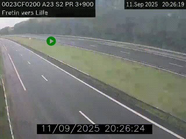 Webcam autoroute A23 à hauteur de Fretin. Vue orientée vers Lille