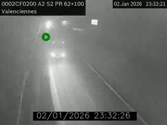 Webcam autoroute A2 à Valenciennes. Vue orientée vers Maubeuge et Mons (Belgique)