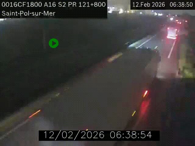 Webcam autoroute A16 à proximité de Dunkerque, à hauteur de la sortie Saint-Pol-sur-Mer. Vue orientée vers Calais