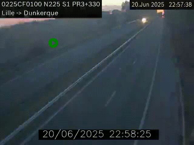 Webcam autoroute A25 (N225) à hauteur de Bergues (Bierne). Vue orientée vers Dunkerque.