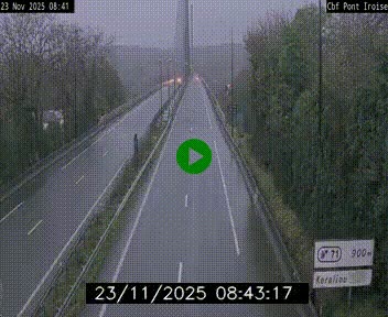 Webcam sur la N165 après le Pont de l'Iroise, à l'entrée de Brest