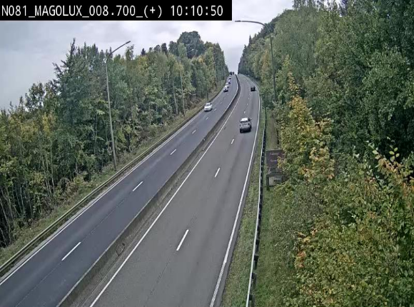 Webcam sur la N81 (E411) à hauteur de la jonction avec la N883. Vue orientée vers Longwy