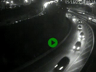 Caméra autoroute à la jonction entre l'A7 et la D301 (Boulevard urbain Sud de Lyon) à Feyzin, au sud de Lyon. Vue orientée vers Mions