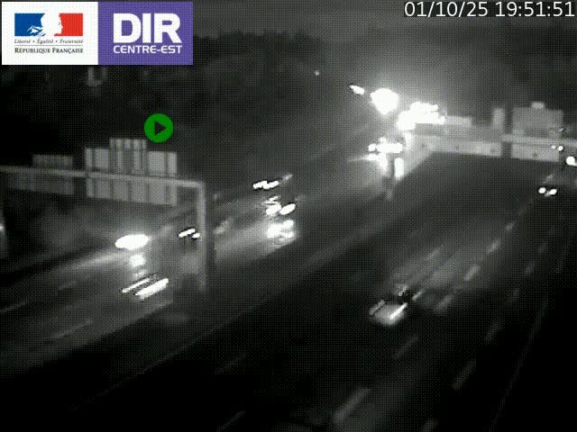 Caméra de circulation routière sur le boulevard périphérique Laurent Bonnevay de Lyon (D383) à hauteur de Bron, avant la jonction avec l'A43. Vue orientée vers l'échangeur