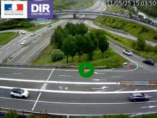 Webcam traffic à Grenoble-sud sur l'autoroute A480. Vue orientée vers l'entrée et la sortie de Grenoble