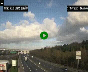 Webcam routière sur N338 à hauteur de Grand-Quevilly en périphérie de Rouen. Vue orientée vers Rouen