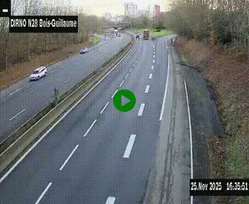 Webcam routière à hauteur de Bois-Guillaume en périphérie de Rouen. Vue orientée vers Rouen