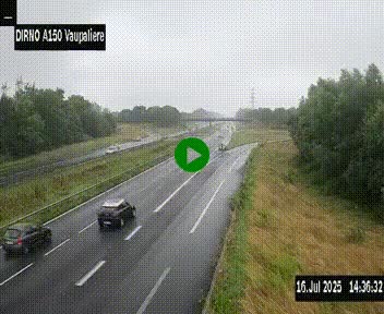 Webcam autoroute A150 à hauteur de La Vaupalière en périphérie de Rouen. Vue orientée vers Rouen