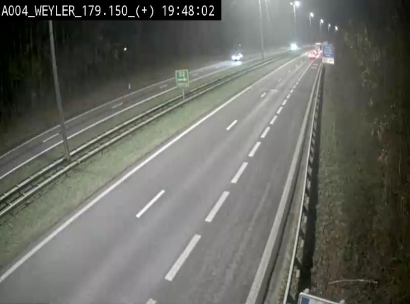 Webcam entre la sortie Arlon et la sortie Weyler sur l'E411. Vue orientée vers Luxembourg