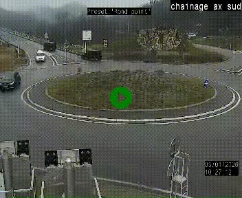 Webcam au nord d'Ax-les-Thermes au niveau de l'aire de chaînage de la N20. Vue orientée vers les Pyrénées, en direction de Pas de la Case