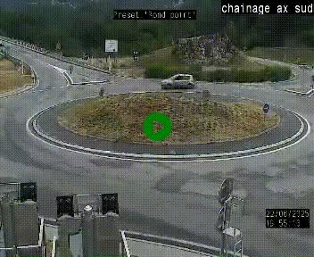 Webcam au nord d'Ax-les-Thermes au niveau de l'aire de chaînage de la N20. Vue orientée vers les Pyrénées, en direction de Pas de la Case