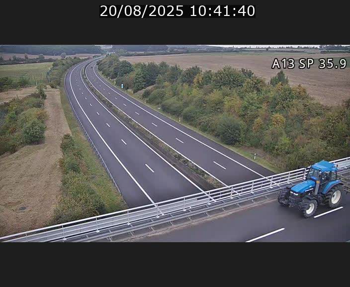 Webcam trafic sur A13 à l'entrée ouest du tunnel Markusbierg à Remerschen. Vue orientée vers Mondorf-les-Bains.