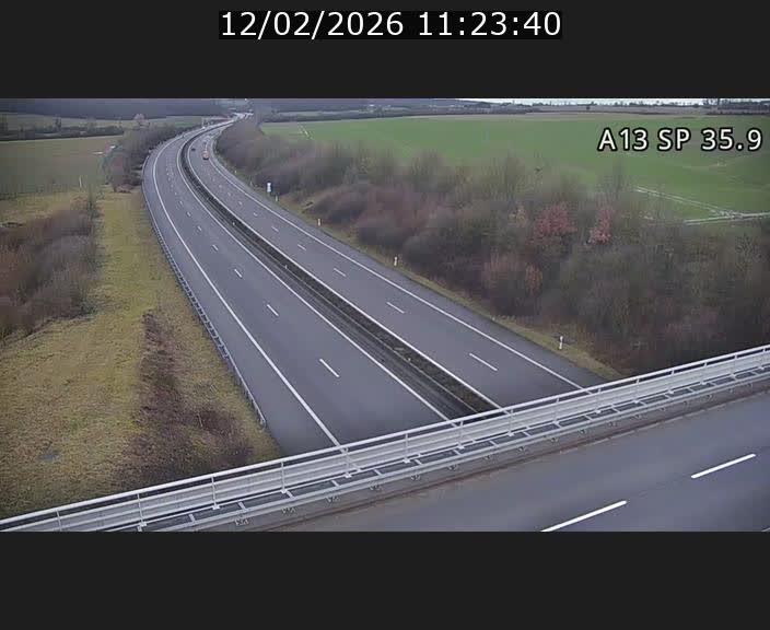 Webcam trafic sur A13 à l'entrée ouest du tunnel Markusbierg à Remerschen. Vue orientée vers Mondorf-les-Bains.