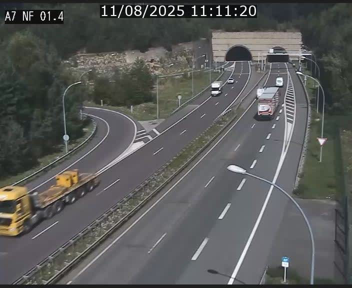 Caméra autoroute Luxembourg A7 - Echangeur Waldhaff - direction Tunnel Stafelter