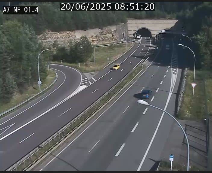 Caméra autoroute Luxembourg A7 - Echangeur Waldhaff - direction Tunnel Stafelter