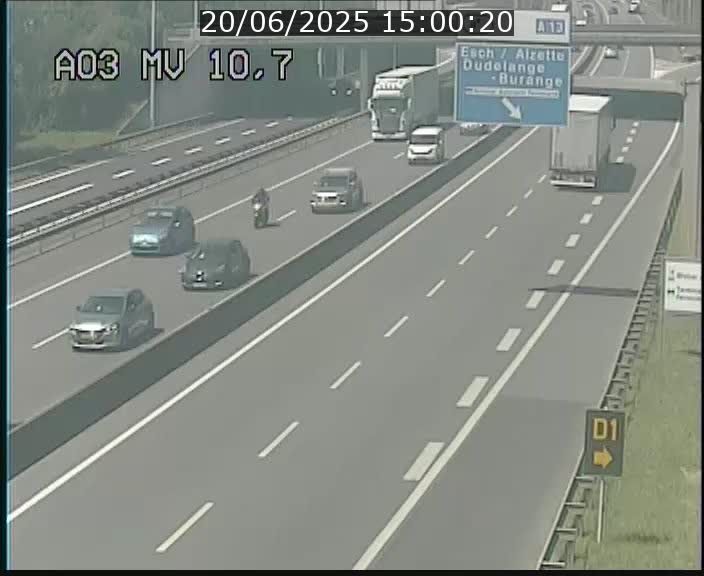 Traffic live webcam Luxembourg Croix de Bettembourg - A3 - BK 10.7 - direction France