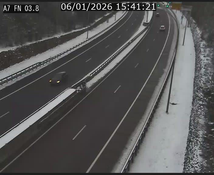 Caméra autoroute Luxembourg A7 - Passage à gibier Rëngelbour - direction Tunnel Stafelter