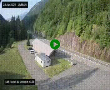 Webcam à l'entrée du tunnel du Somport, côté français, sur la N134, dans les Pyrénées, en direction de l'Espagne, à 1116 mètres d'altitude