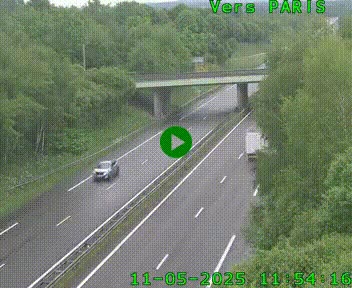Caméra routière sur l'autoroute A20 au nord de Limoges, à la jonction avec la N520. Vue orientée vers Paris