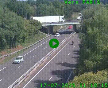 Caméra routière sur l'autoroute A20 au nord de Limoges, à la jonction avec la N520. Vue orientée vers Paris