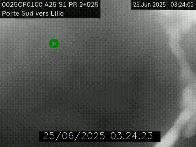 Webcam autoroute A25 sur le périphérique de Lille à hauteur de Lille-Sud et la sortie 3 Faches-Thumesnil. Vue orientée vers Lille-Centre.