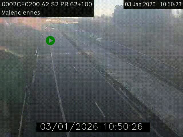 Webcam autoroute A2 à Valenciennes. Vue orientée vers Maubeuge et Mons (Belgique)