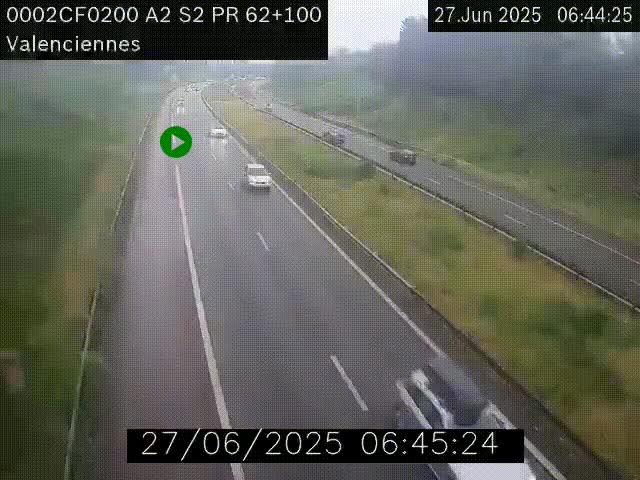 Webcam autoroute A2 à Valenciennes. Vue orientée vers Maubeuge et Mons (Belgique)