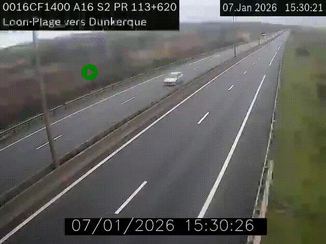 Webcam autoroute A16 à hauteur de Loon-Plage. Vue orientée vers Dunkerque et la Belgique.