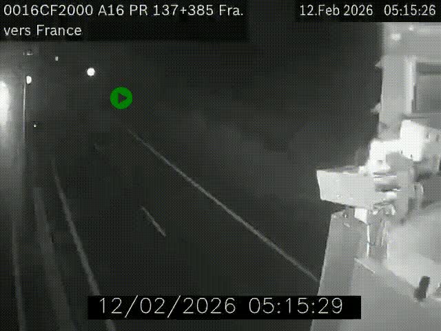 Webcam à la frontière franco-belge au niveau de Bray-Dunes/De-Panne sur l'autoroute A16. Vue orientée vers Calais