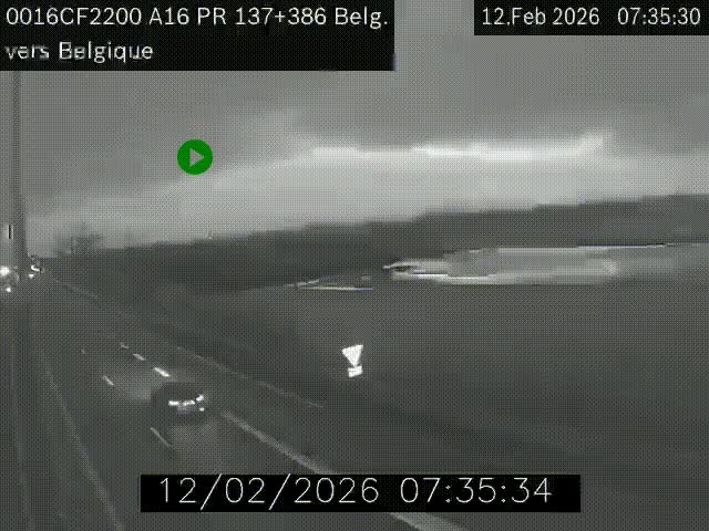 Webcam à la frontière franco-belge au niveau de Bray-Dunes/De-Panne sur l'autoroute A16. Vue orientée vers la Belgique