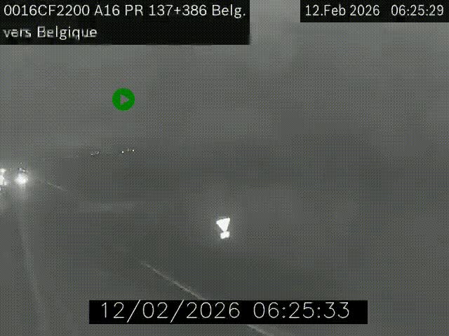 Webcam à la frontière franco-belge au niveau de Bray-Dunes/De-Panne sur l'autoroute A16. Vue orientée vers la Belgique
