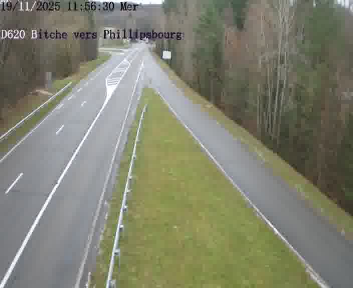 Webcam sur la D620, sur le contournement de Bitche. Vue orientée vers Philippsbourg