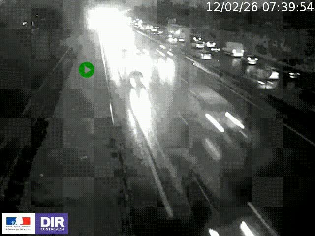 Webcam à Bron sur l'A43 à la jonction avec le boulevard périphérique de Lyon (D383). Vue orientée vers Lyon