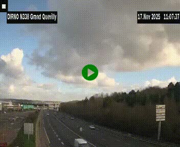 Webcam routière sur N338 à hauteur de Grand-Quevilly en périphérie de Rouen. Vue orientée vers Rouen
