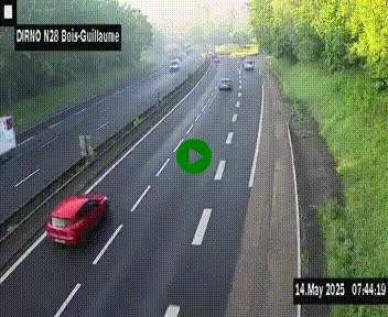 Webcam routière à hauteur de Bois-Guillaume en périphérie de Rouen. Vue orientée vers Rouen