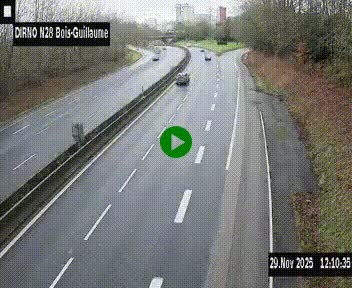 Webcam routière à hauteur de Bois-Guillaume en périphérie de Rouen. Vue orientée vers Rouen