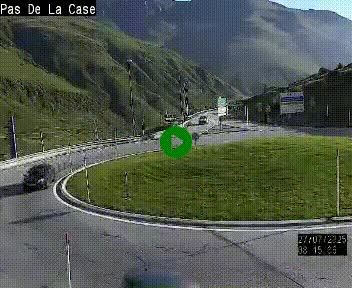 Webcam sur la N22 au niveau du poste frontière entre la France et Andorre à proximité de Pas de la Case à plus de 2000 mètres d'altitude