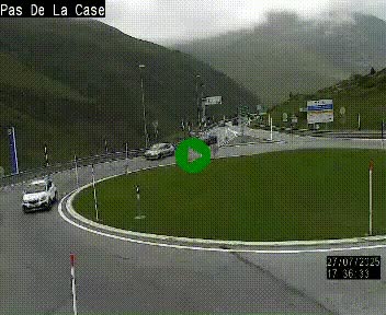 Webcam sur la N22 au niveau du poste frontière entre la France et Andorre à proximité de Pas de la Case à plus de 2000 mètres d'altitude