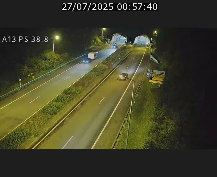Webcam autoroute A13 à l'entrée ouest du tunnel Markusbierg à Schengen. Vue orientée vers Mondorf-les-Bains