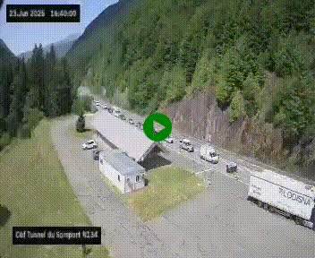 Webcam à l'entrée du tunnel du Somport, côté français, sur la N134, dans les Pyrénées, en direction de l'Espagne, à 1116 mètres d'altitude