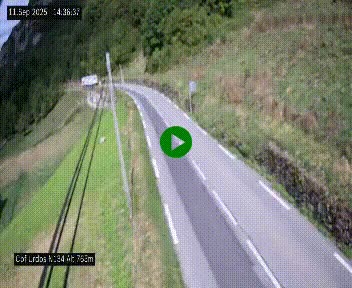 Webcam dans les Pyrénées Atlantique au niveau du col d'Urdos et du fort du Pourtalet sur la N134, en direction du Col et du tunnel du Somport, à 765 mètres d'altitude