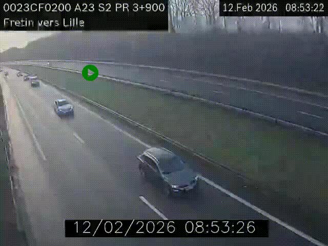 Webcam autoroute A23 à hauteur de Fretin. Vue orientée vers Lille