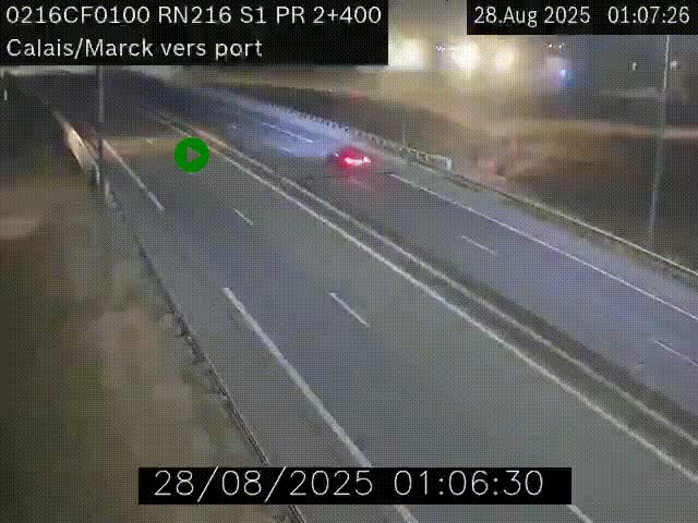 Webcam à Calais sur A216 (N216) en direction du port (harbour) de Calais.