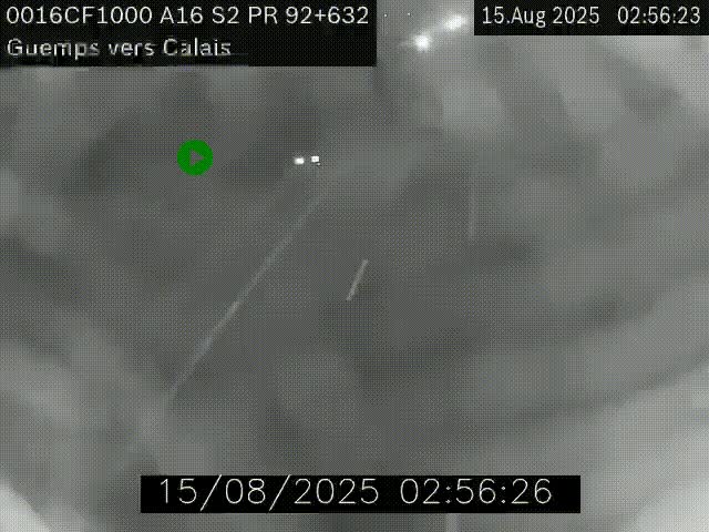 Webcam A16 juste après l'aire de repos d'Offekerque à Guemps. Vue orientée vers Calais
