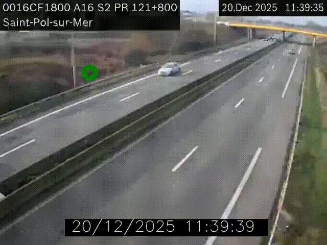 Webcam autoroute A16 à proximité de Dunkerque, à hauteur de la sortie Saint-Pol-sur-Mer. Vue orientée vers Calais