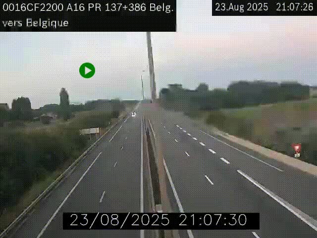 Webcam à la frontière franco-belge au niveau de Bray-Dunes/De-Panne sur l'autoroute A16. Vue orientée vers la Belgique