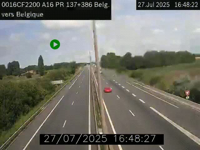 Webcam à la frontière franco-belge au niveau de Bray-Dunes/De-Panne sur l'autoroute A16. Vue orientée vers la Belgique