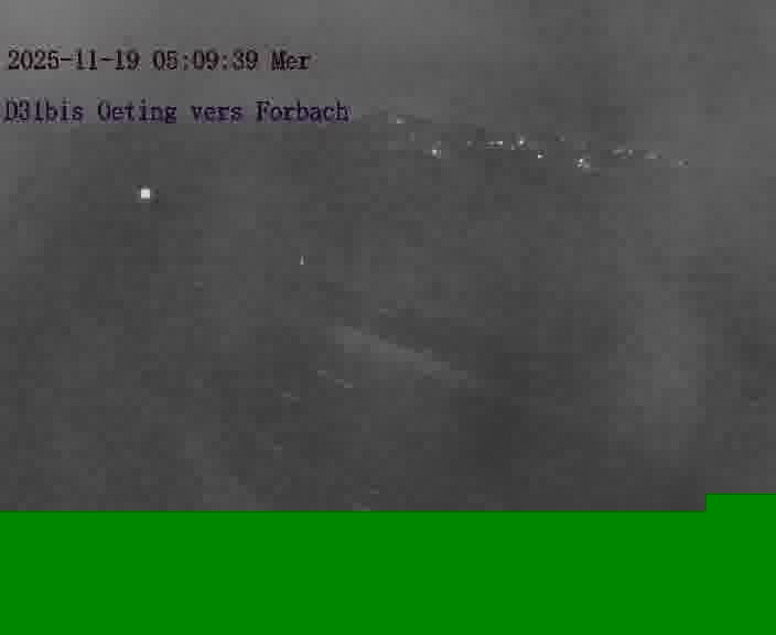 Caméra routière située sur D31bis (France) à Oeting, orientée vers Forbach, surveillant en continu la circulation locale et régionale.