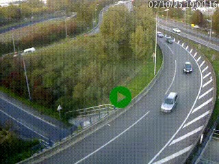 Caméra autoroute à la jonction entre l'A7 et la D301 (Boulevard urbain Sud de Lyon) à Feyzin, au sud de Lyon. Vue orientée vers Mions